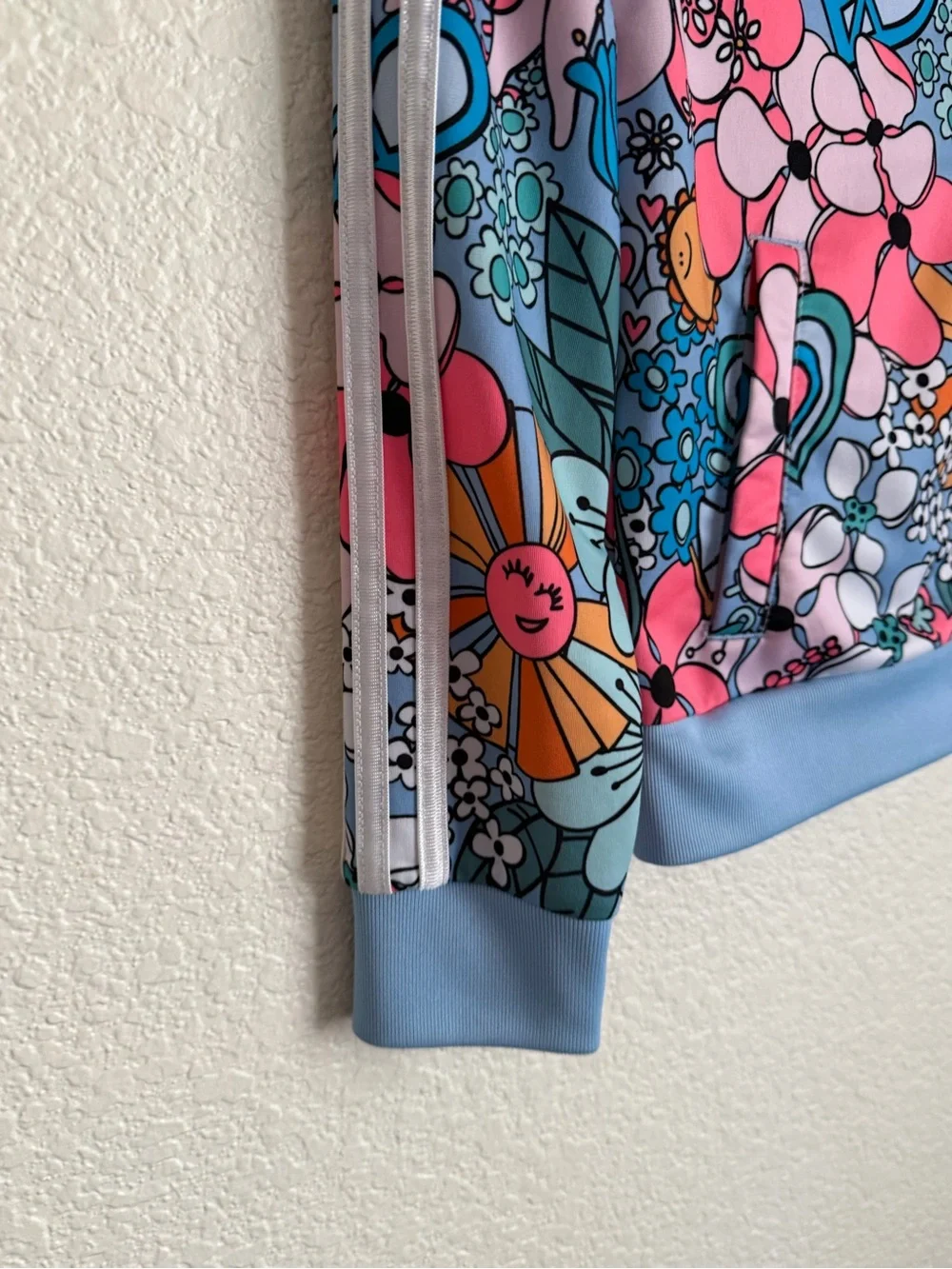 Adidas Girls Fun Floral Print Tricot Track Jacket S 7/8 Multicolor